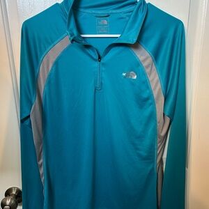 The North Face Teal and Gray Pullover